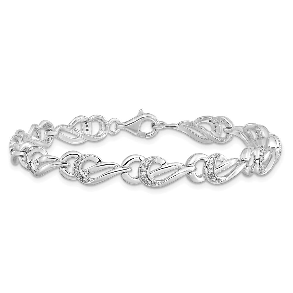 Sterling Silver Rhodium-plated Diam. Bracelet 7 inches
