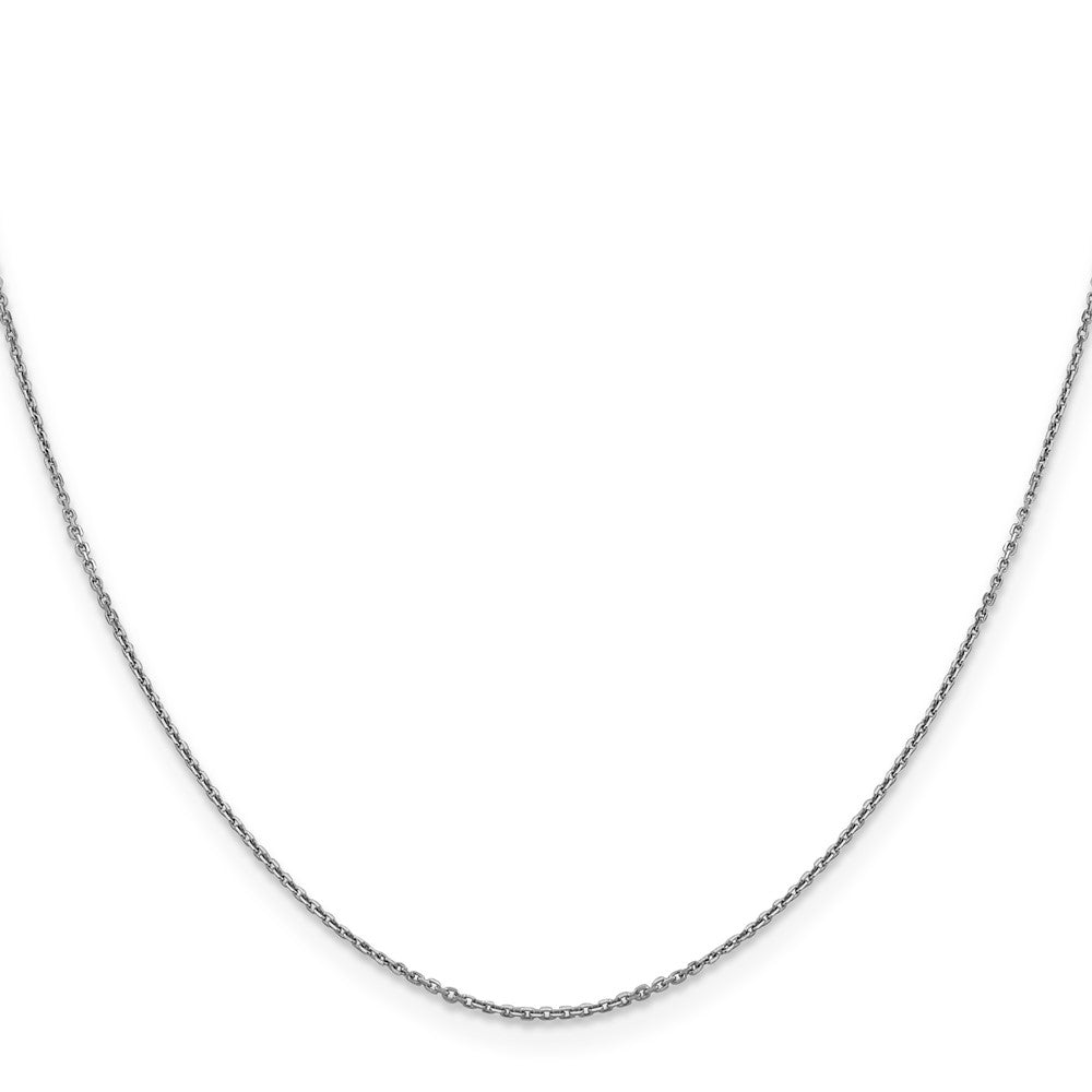 14K White Gold 22 inch .9mm Diamond-cut Round Open Link Cable with Lobster Clasp Chain