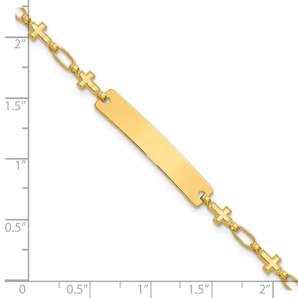 Sterling Silver Gold-tone 7.5 inch Cross ID Bracelet