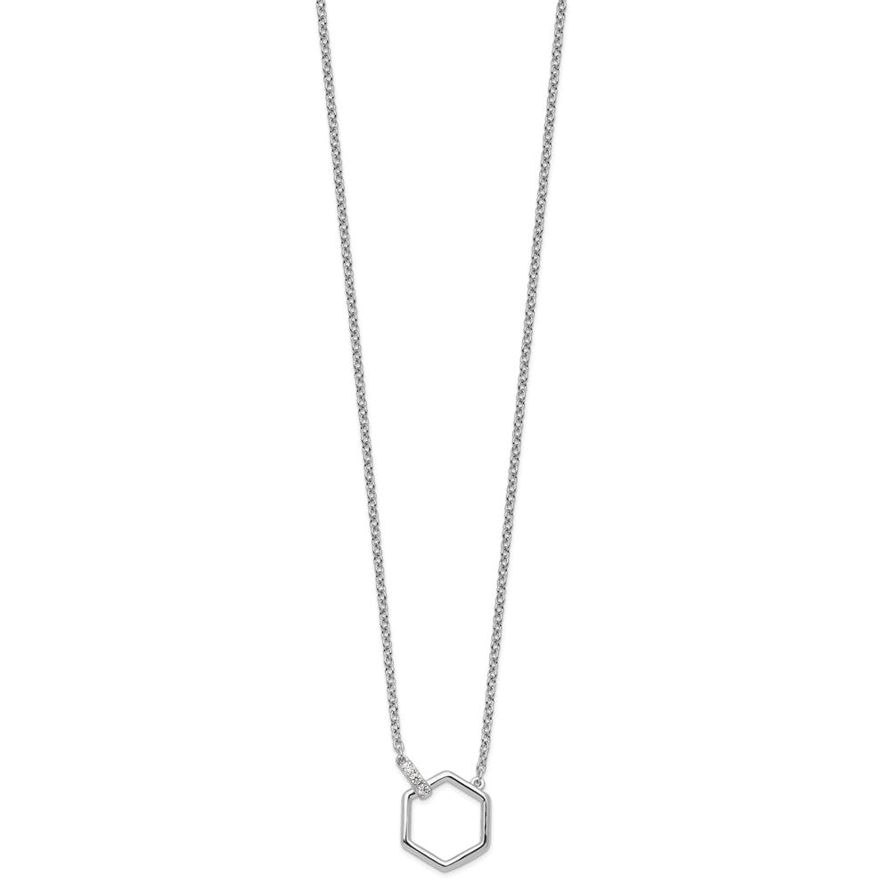 White Ice Sterling Silver Rhodium-plated 18 Inch Diamond Hexagon Necklace 18 Inches