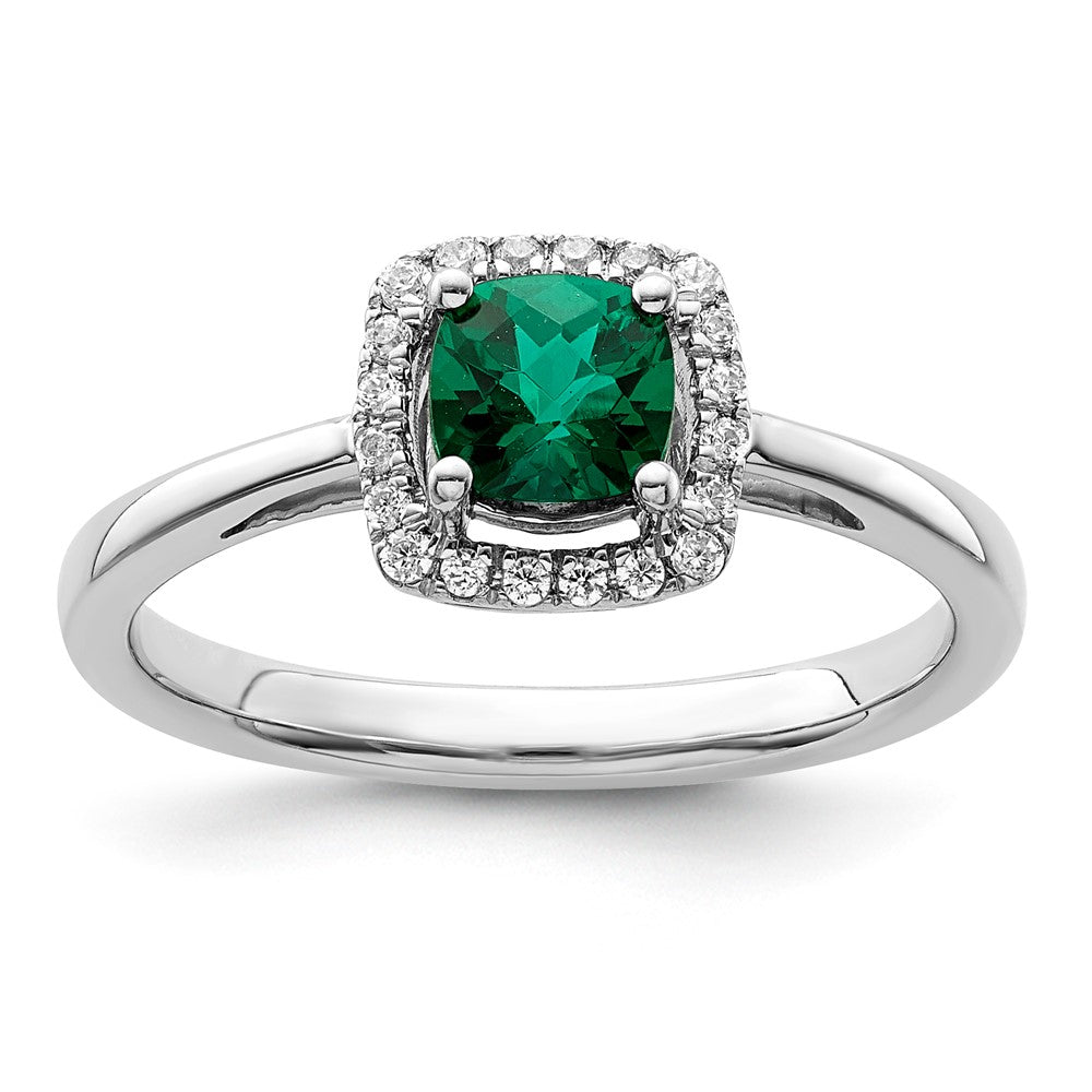 10kw ANT Created Emerald and Diamond Ring
