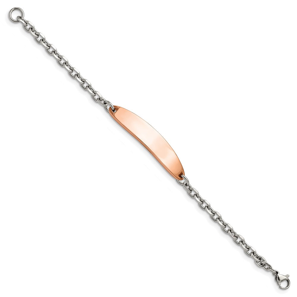 Stainless Steel Polished Rose IP-plated 7in ID Bracelet 7 inches
