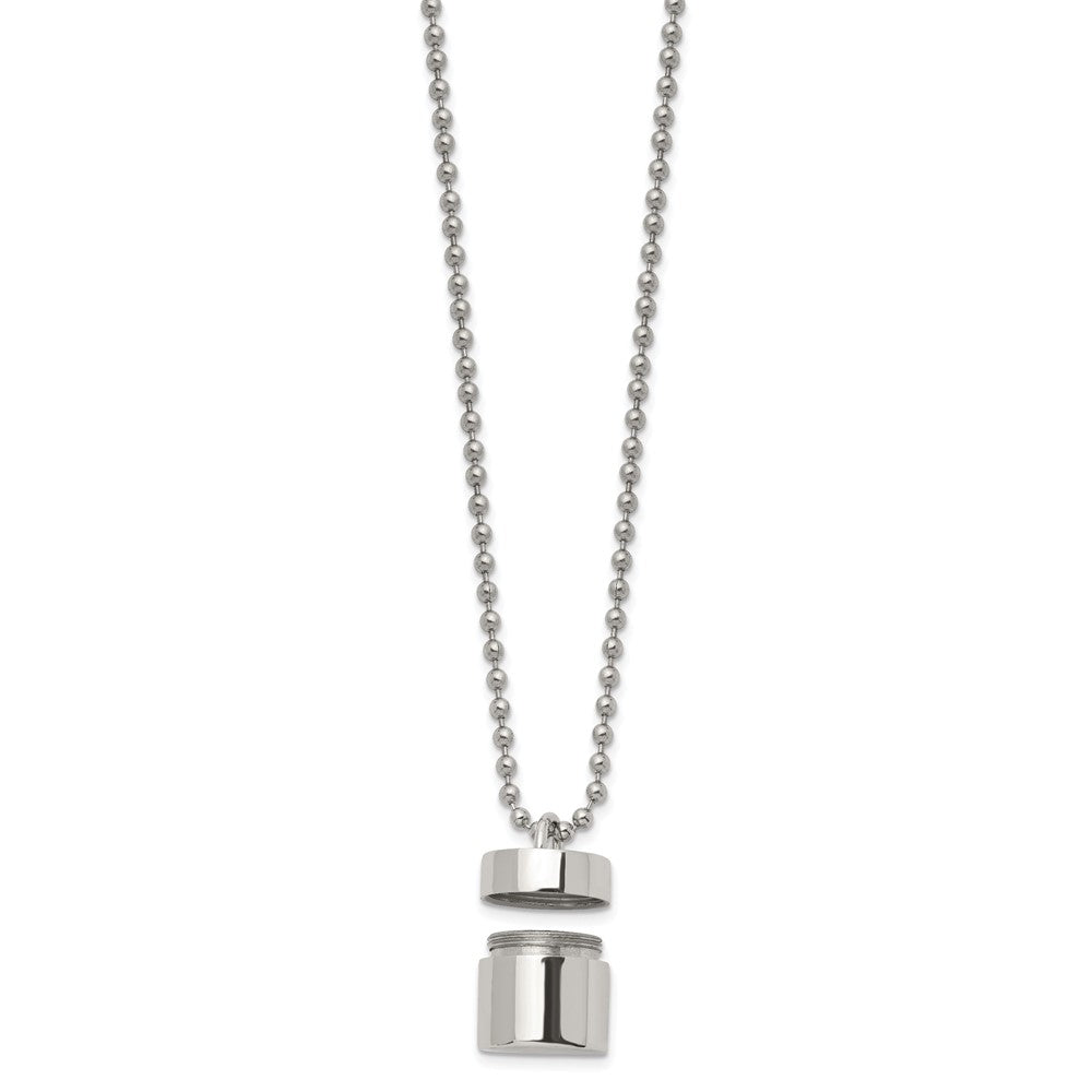 Stainless Steel Polished Capsule that Opens 22in Necklace