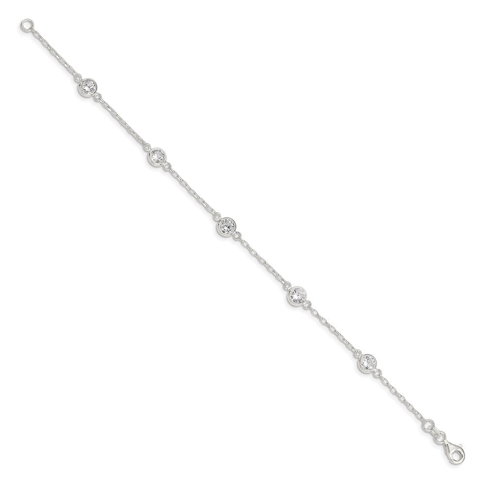 Sterling Silver Polished CZ Bracelet 7.5 inches