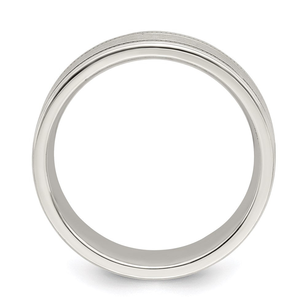 Sterling Silver 6mm Brushed Flat Milgrain Grooved Edge Fancy Band Size 13.5