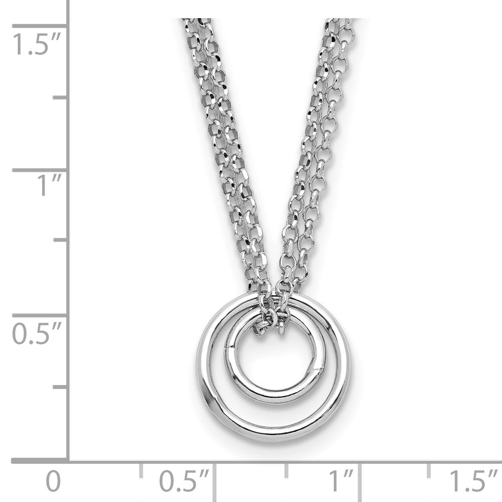Sterling Silver Rh-plt Polished 2-Strand Circle w/2in ext Necklace