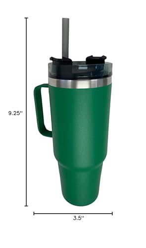 30 Oz Stainless Steel Tumbler with Straw -  Green