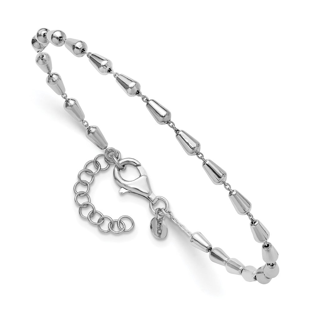 Sterling Silver RH-plated Polished 7in w/ 1in ext. Bracelet 7  inches