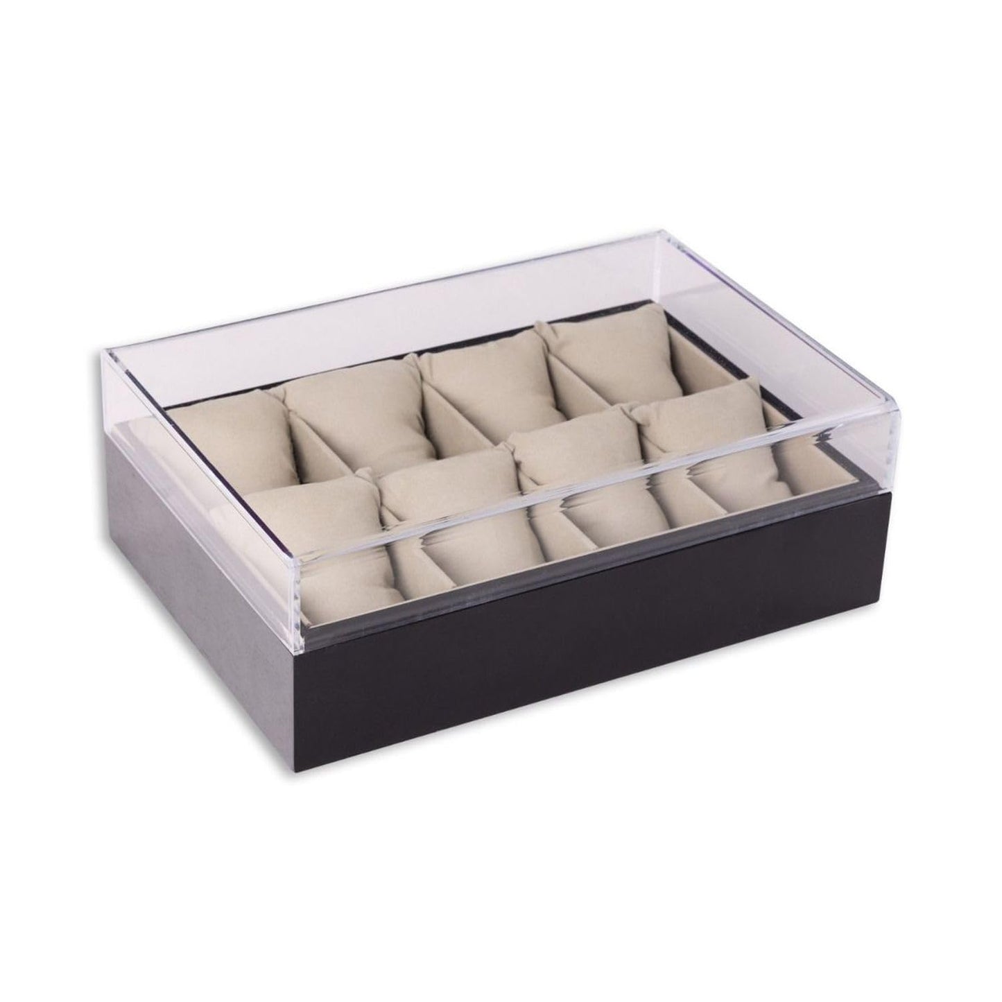 Bey Berk Esme Wood and Acrylic Eight Watch Box, Black