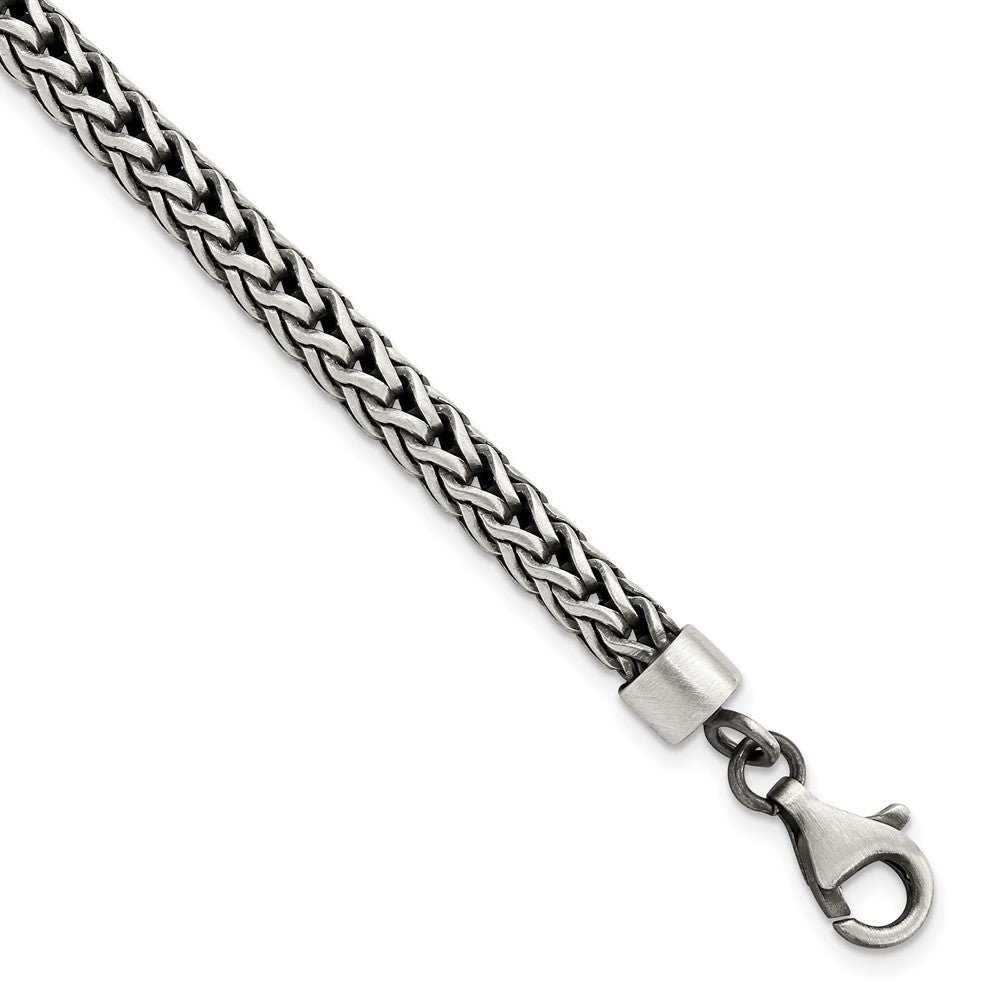Sterling Silver Satin & Antiqued Franco Chain Bracelet 8.25 inches