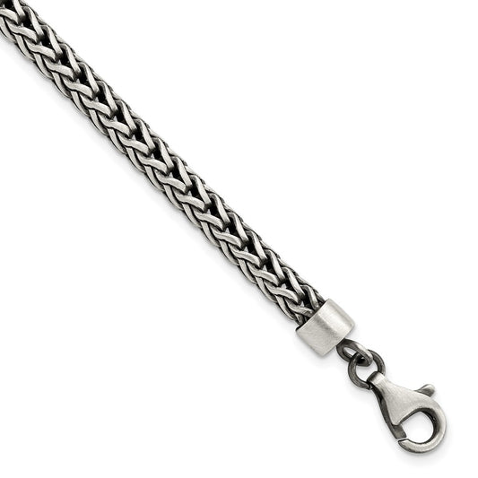 Sterling Silver Satin & Antiqued Franco Chain Bracelet 8.25 inches