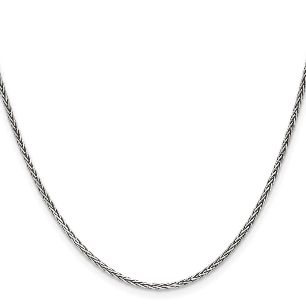 Sterling Silver Antiqued 1.6mm Solid Square Spiga Chain 30 Inches