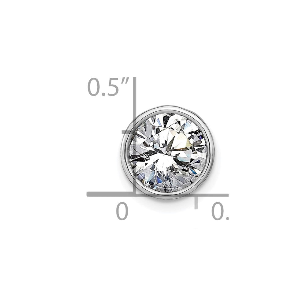 14k White Gold Round Bezel D E F Pure Light Moissanite Chain Slide