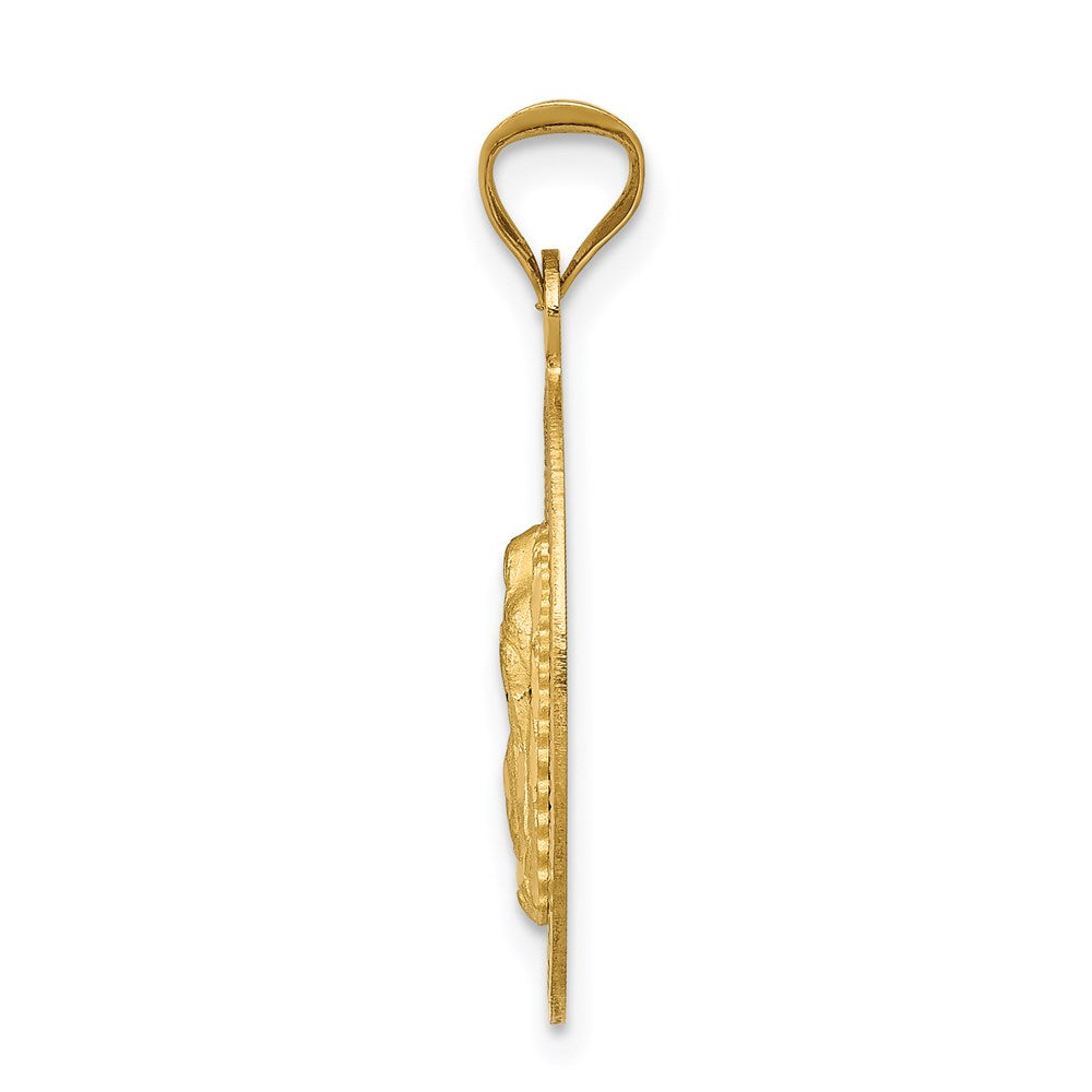 14K w/Rhodium D/C Lady Of Guadalupe Oval Pendant
