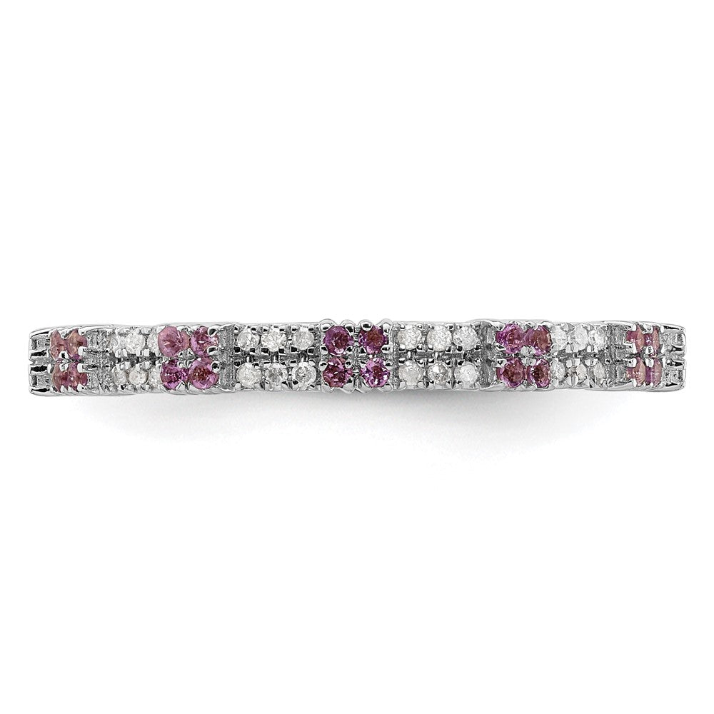 Sterling Silver Stackable Expressions Amethyst & Diamond Ring Size -5