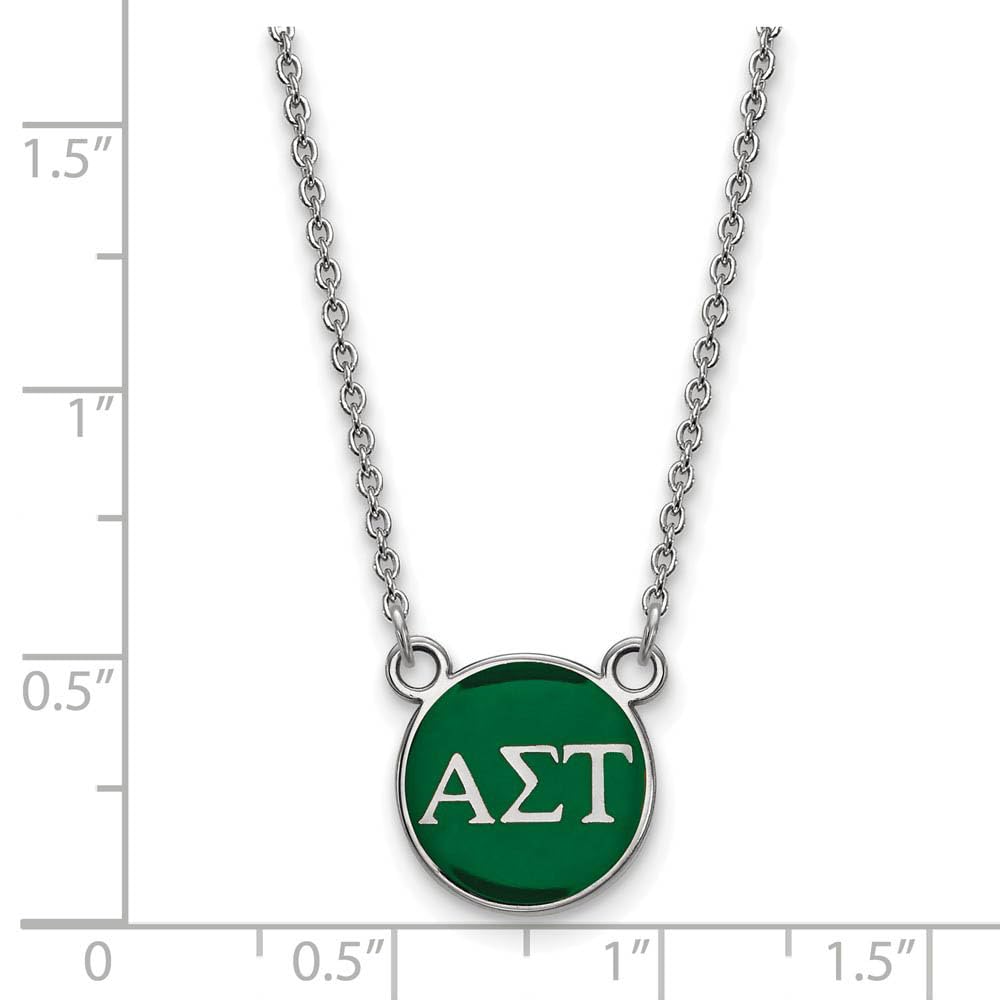 Sterling Silver 18in Official Licensed Greek Sororities Alpha Sigma Tau (???) XS Enamel Pendant w/Necklace