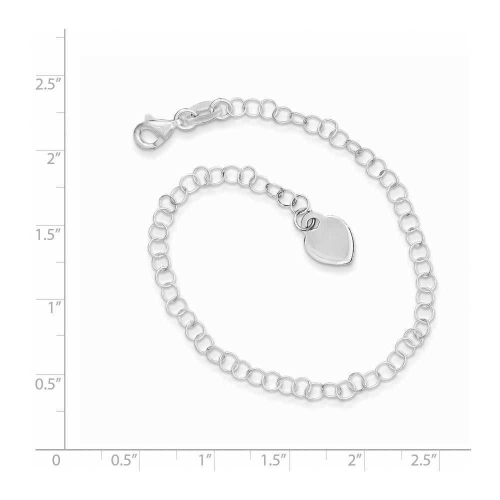 Sterling Silver Heart Charm Childs Bracelet 6 inches