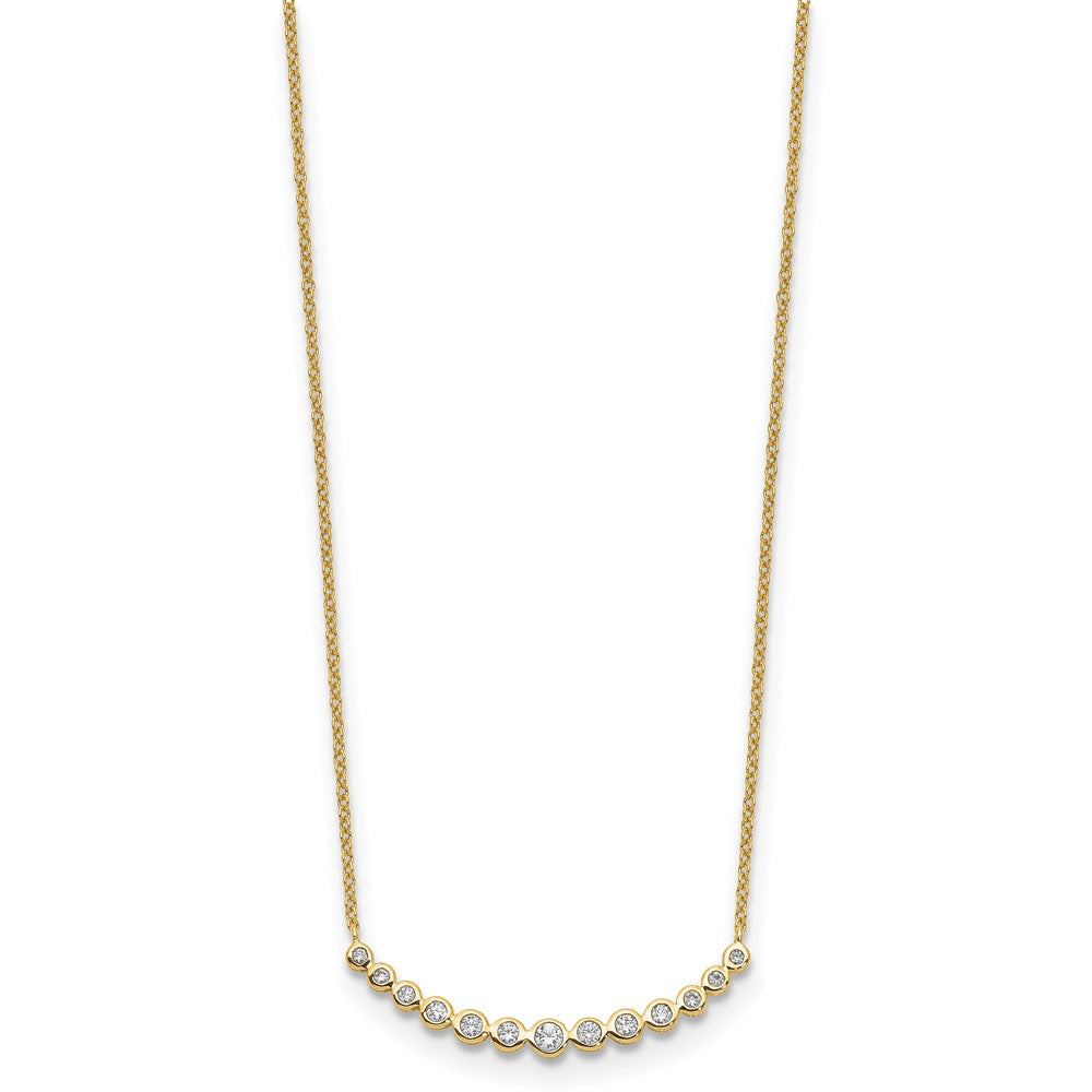 True Origin 14K 1/4 carat Lab Grown Diamond VS  D E F 18 inch Graduated Curved Bar Necklace
