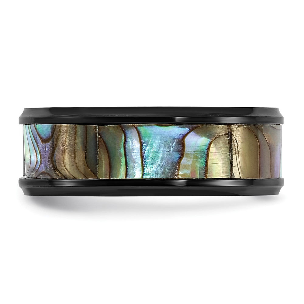 Titamium Black IP-plated Mother of Pearl Inlay 8mm Band Size - 8