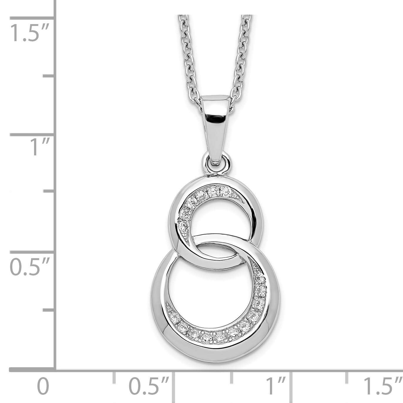 Brilliant Embers Sterling Silver Rhodium-plated 26 Stone 18 inch Micro Pav‚ CZ Polished Circle Necklace with 2 Inch Extender 18 Inches