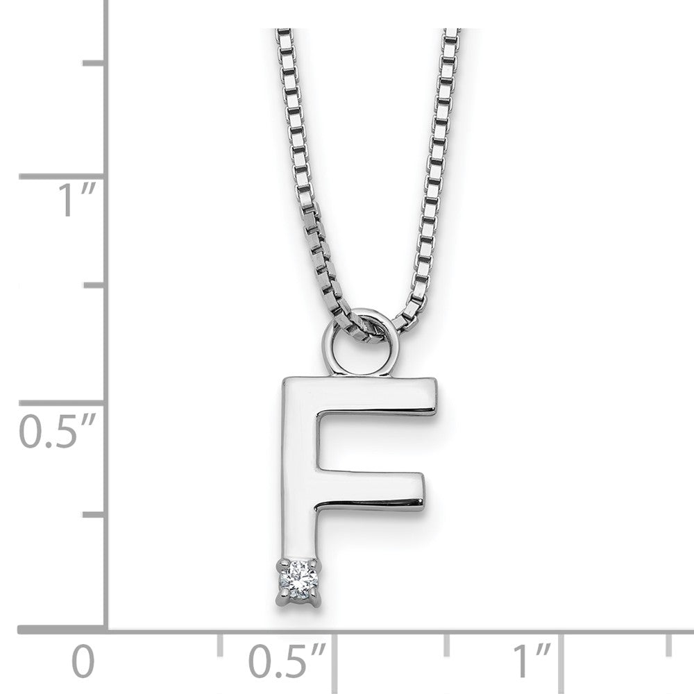 White Ice Sterling Silver Rhodium-plated 18 inch Diamond Letter F Initial Necklace plus 2 inch Extender 18 Inches