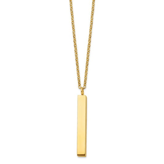 Stainless Steel Polished Yellow IP Vertical Bar 15in w/3in ext. Necklace