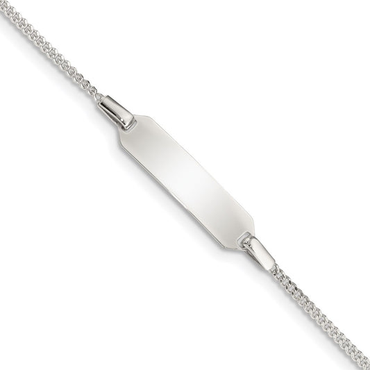 Sterling Silver Childrens 5in Plus 1in EXT ID Curb Link Bracelet 5 inches