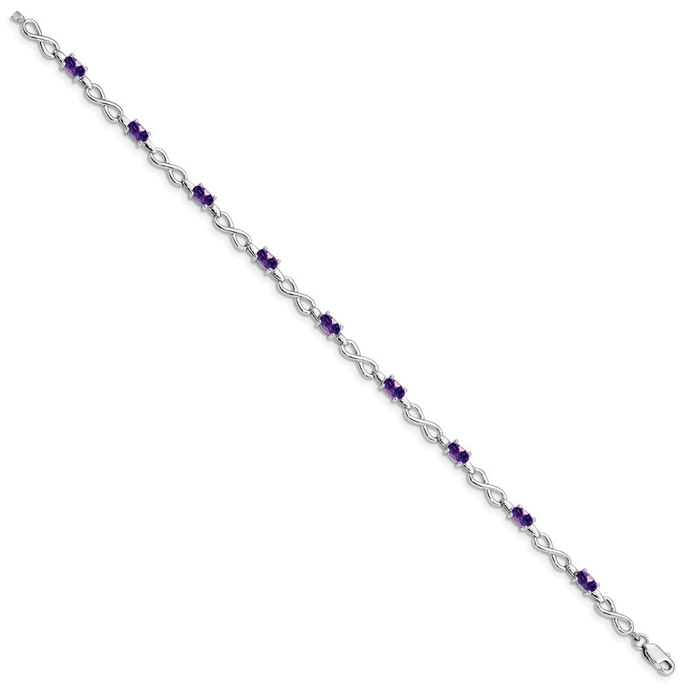 Sterling Silver Rhodium-plated Amethyst Bracelet 7 inches
