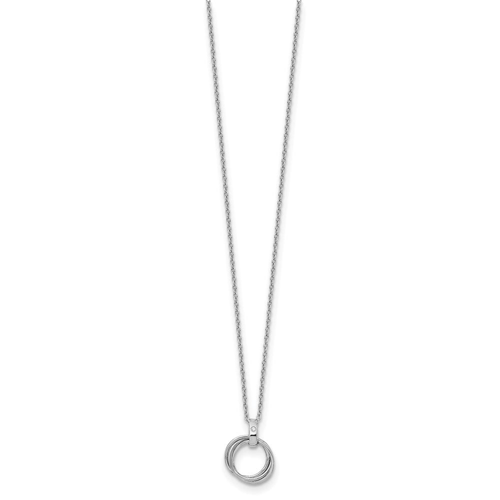 White Ice Sterling Silver Rhodium-plated 18 Inch Diamond Three Ring Necklace with 2 Inch Extender 18 Inches