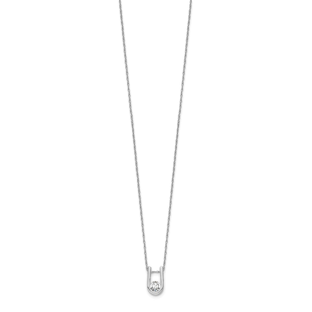 14k White Gold 1/3 carat Lab Grown Diamond VS/SI+ G+ 18 inch U-Shape Pendant Necklace