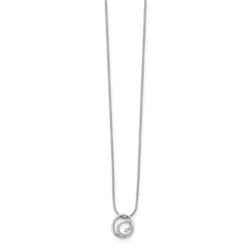 White Ice Sterling Silver Rhodium-plated 18 Inch Diamond Swirl Necklace with 2 Inch Extender 18 Inches