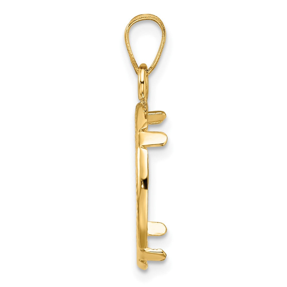 Wideband Distinguished Coin Jewelry 14k Polished and Diamond-cut 15.0mm Prong Coin Bezel Pendant