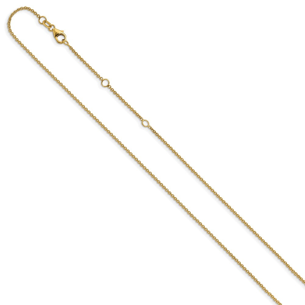 14k 1.4mm Round Cable 1in+1in Adjustable Chain