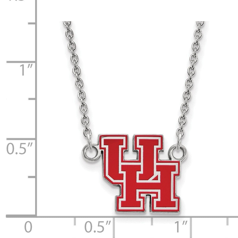 LogoArt Sterling Silver University Of Houston Small Enamel Pendant Necklace