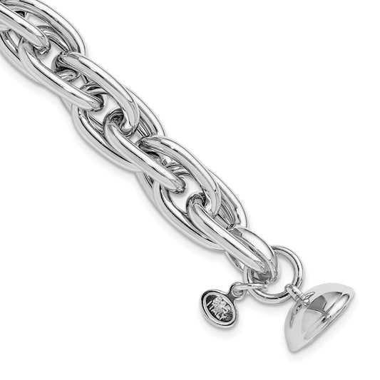 Sterling Silver Rhodium-plated 7.5in Link Bracelet 7.5  inches
