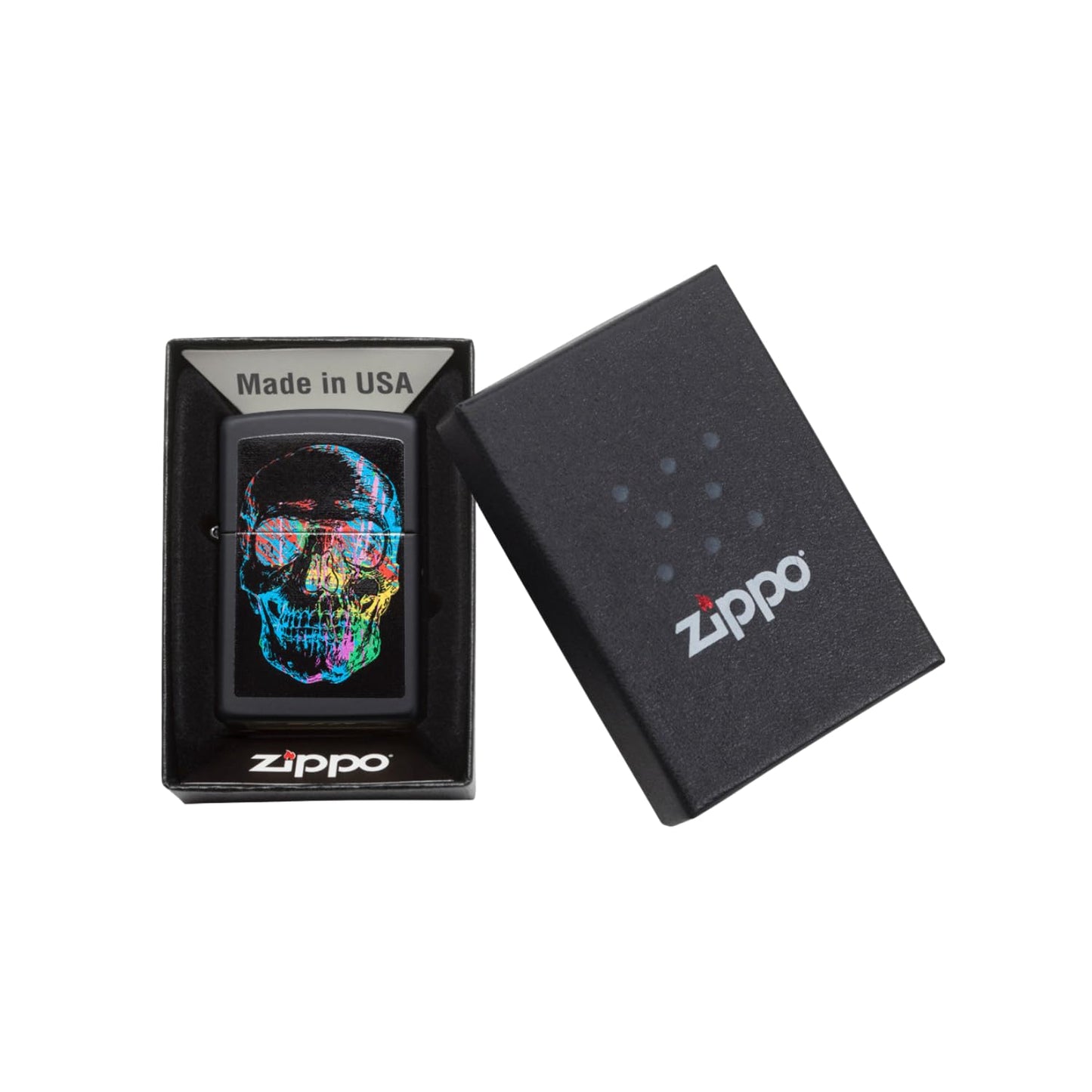 Zippo Colorful Skull Black Matte Pocket Lighter