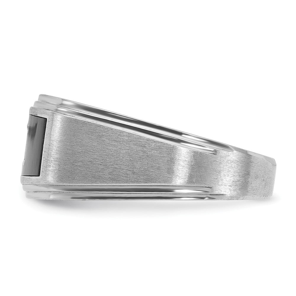 IBGoodman 14k White Gold Men's Polished Satin and Grooved Ring Mounting