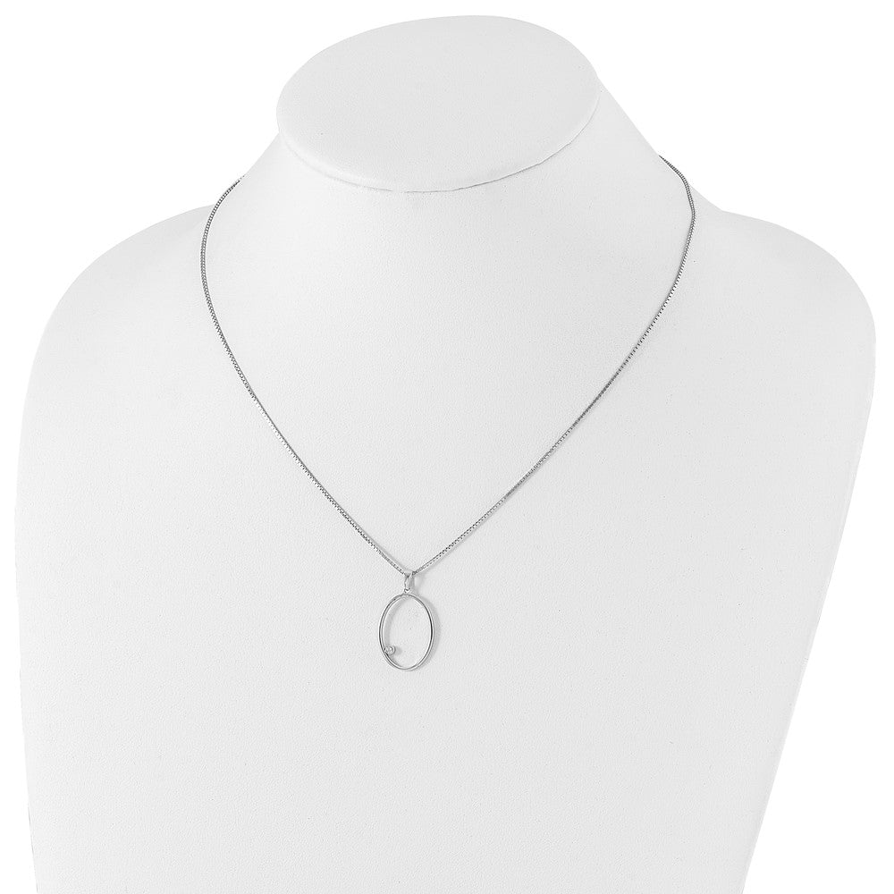 White Ice Sterling Silver Rhodium-plated 18 Inch Diamond Open Oval Necklace with 2 Inch Extender 18 Inches