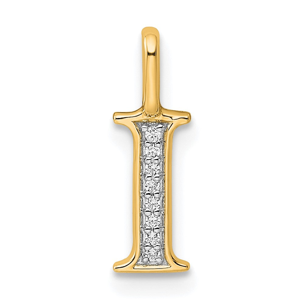 14k Diamond Letter I Initial Pendant