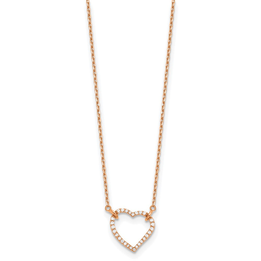 14k Rose Gold Diamond Heart Necklace