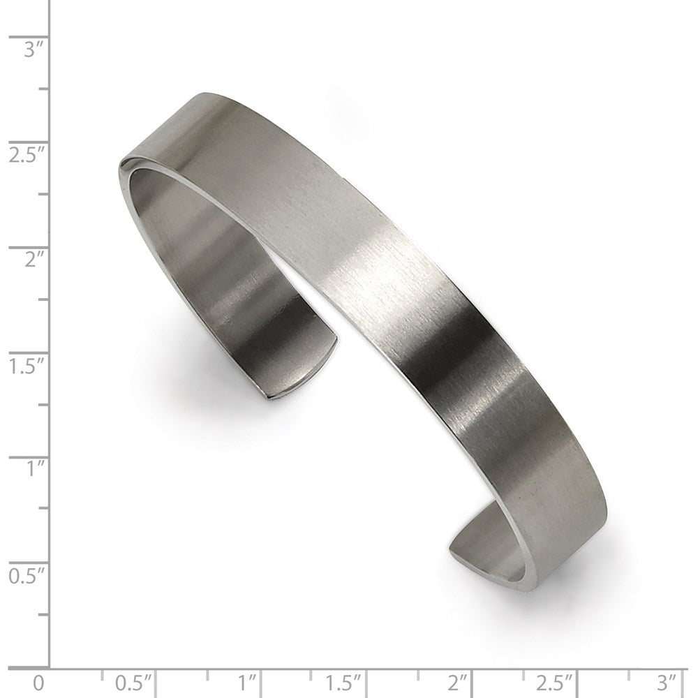 Stainless Steel Brushed 12mm Cuff Bangle 8 inches