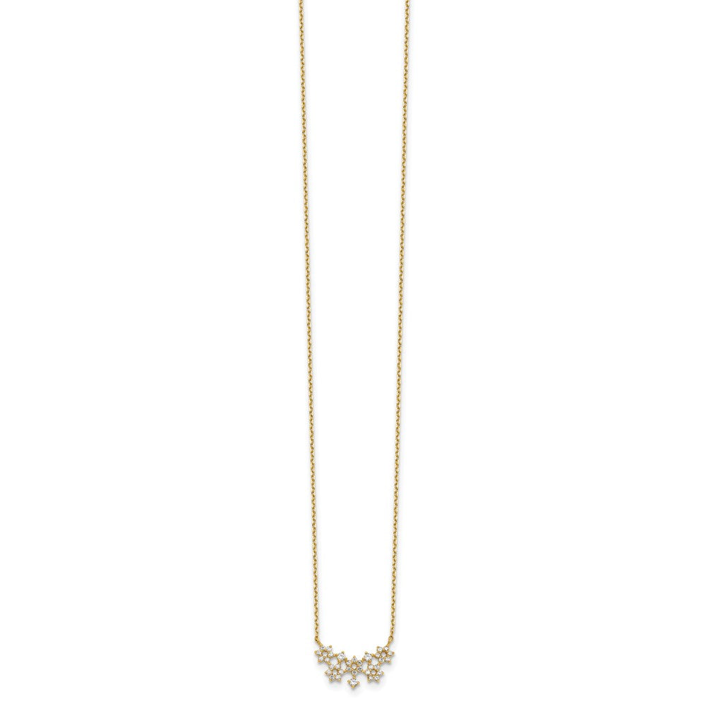 14K CZ Cluster with 2IN EXT Necklace