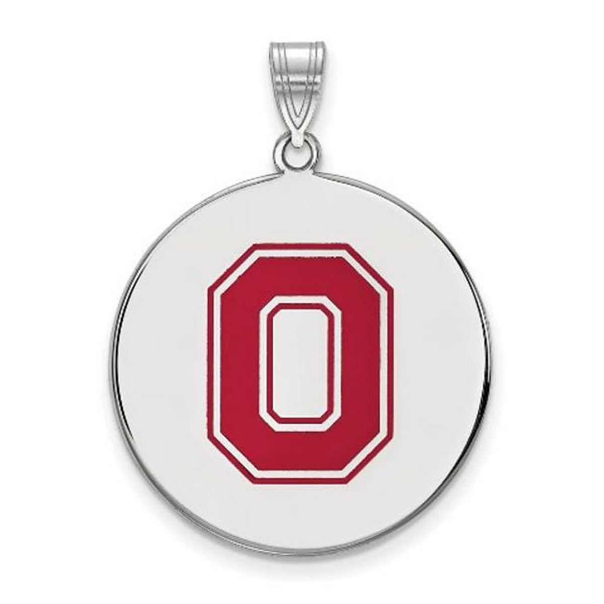 LogoArt Sterling Silver Ohio State University XL Enamel Disc Pendant Necklace Female Adult
