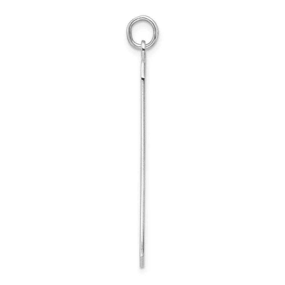 Sterling Silver Rhod-plate Eng. Rect. Polish Front/Satin Back Disc Charm