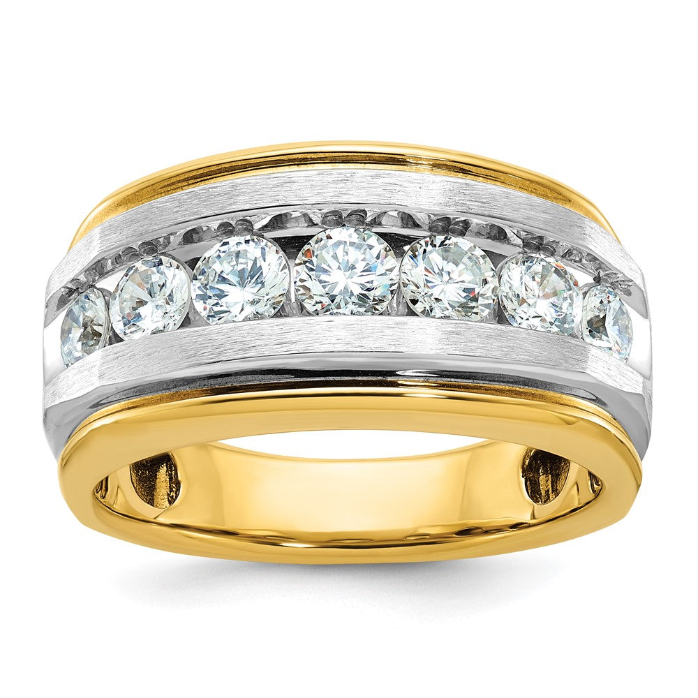 IBGoodman 14k Men's Polished Satin and Grooved 7-Stone Ring Mounting