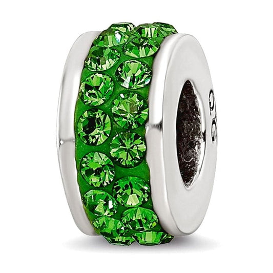 Sterling Silver Reflections Green Double Row Preciosa Crystal Bead