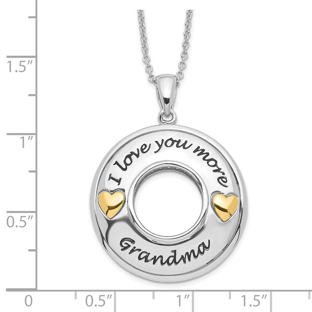 Sentimental Expressions Sterling Silver Gold-plated Antique CZ I Love You More Grandma 18in Necklace 18 Inches