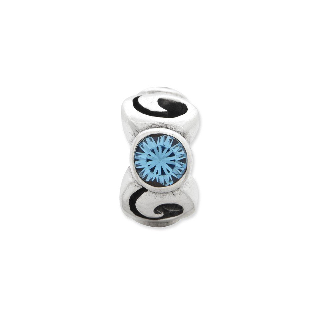 Sterling Silver Reflections March Lt Blue Preciosa Crystal Birthstone Bead