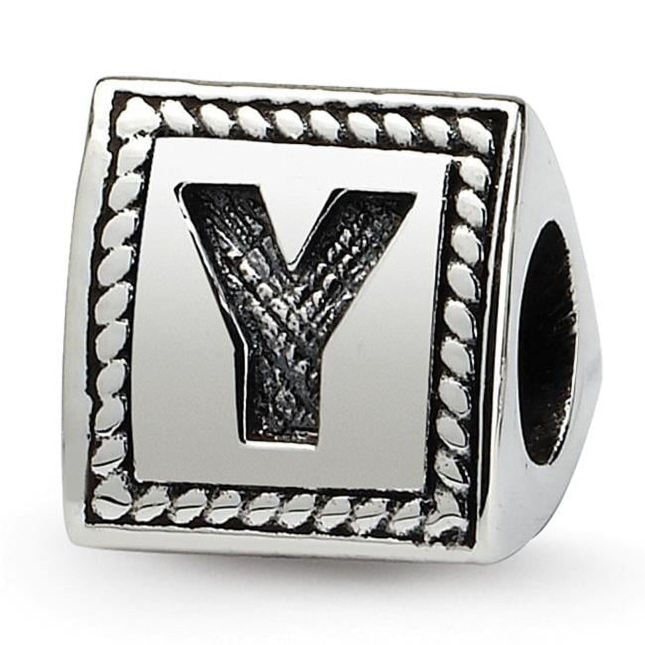 The Black Bow Triangle Block, Letter Y Sterling Silver Bead Charm