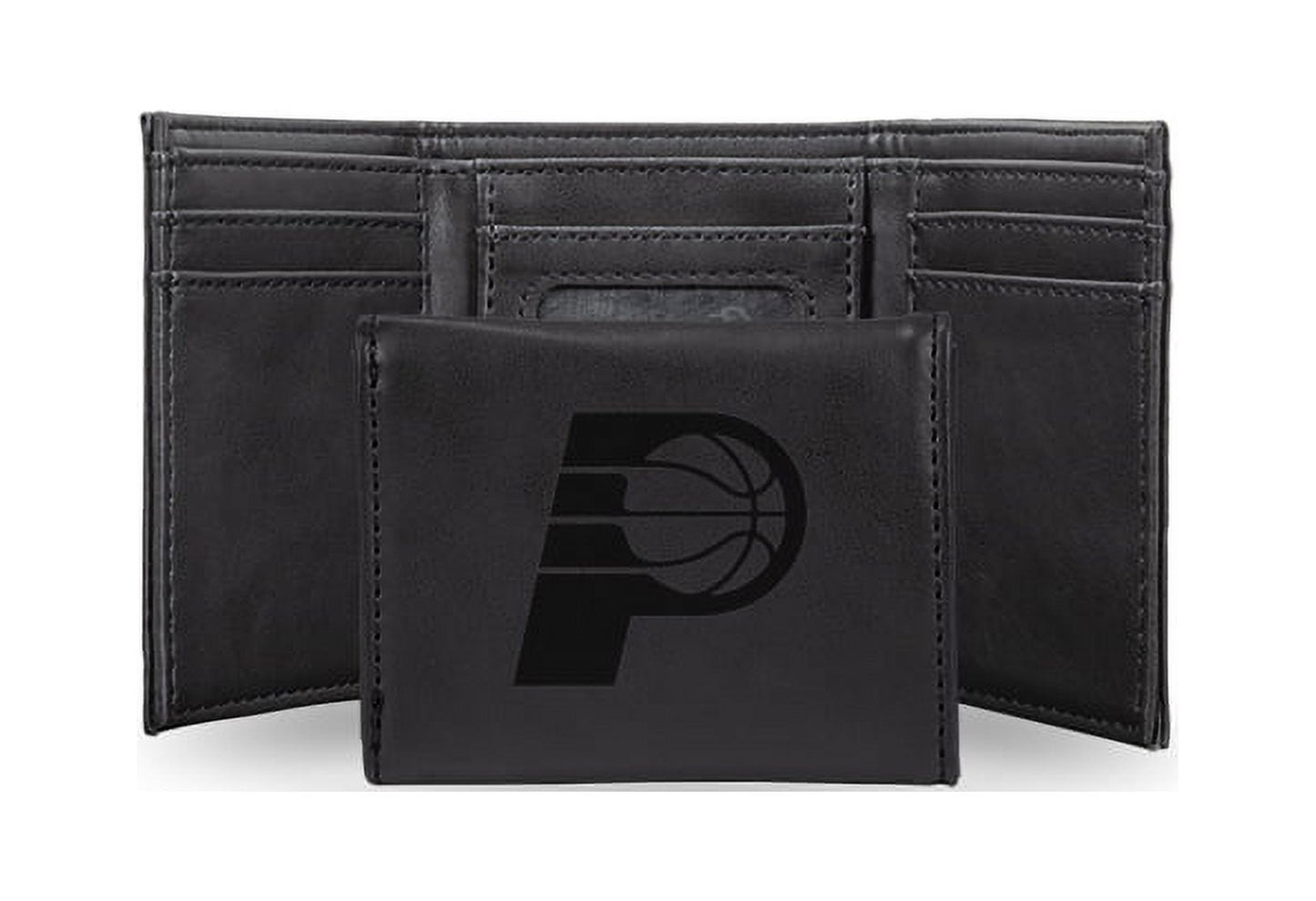 Basketball Rico Industries Indiana Pacers Black Laser Engraved Trifold Laser Engraved Tri-Fold Wallet - Men's Accessory
